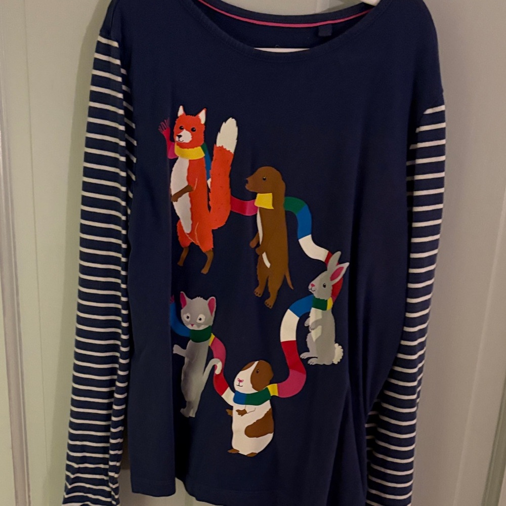 Mini Boden Navy Animal Parade Kids Shirt